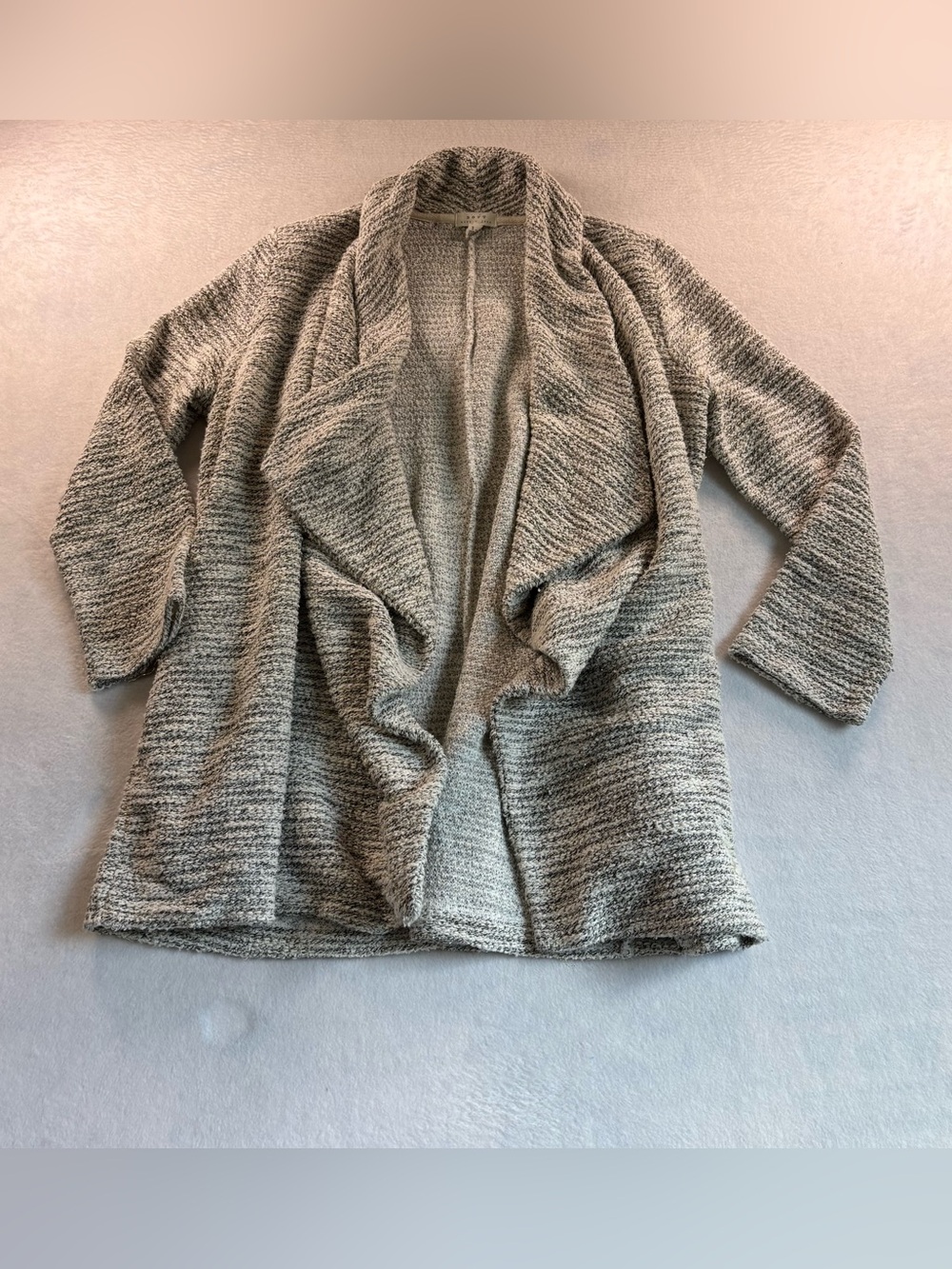 Soft Joie Heathered Gray Open-Front Draped Cardigan